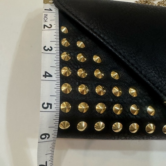 ENVELOPE Purse - Black Bag with Gold Tone Studs. Also use as Crossbody/Shoulder - Picture 10 of 11